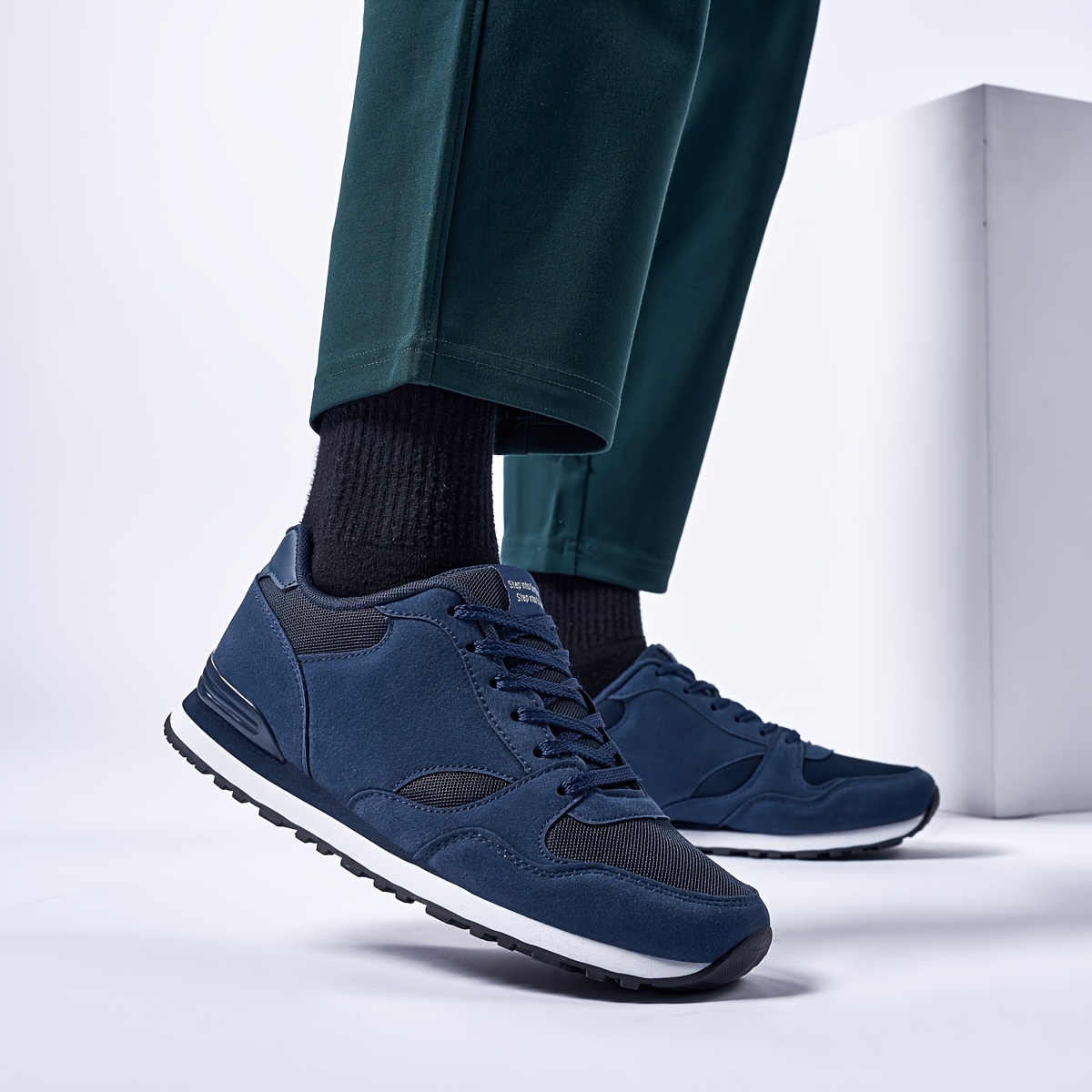 Men'S Stylish Low-Top Sneakers - Breathable Mesh, Lace-Up Running Shoes with Stylish Gray and Navy Design, Perfect for Casual and Street Wear, Casual Street Shoes|Minimalist Style|Breathable Upper, Sneakers