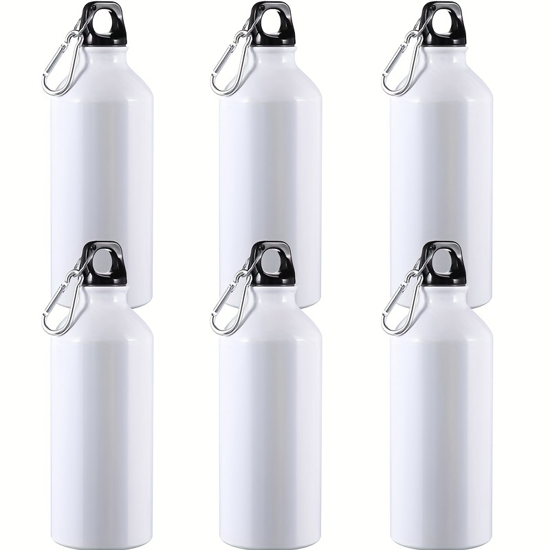Image of 6pcs/lot - 600ml Insulated Aluminum White Bottles, Blank Sublimation Aluminum Water Bottle With Pendant , Sublimation White Designs For Hiking - & Vibrant Print