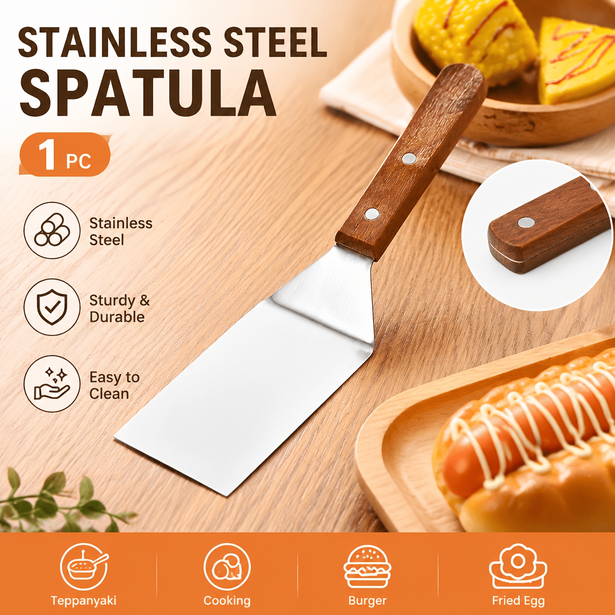 Stainless Steel Frying Spatula, Pancake Turner, and Kitchen Tool