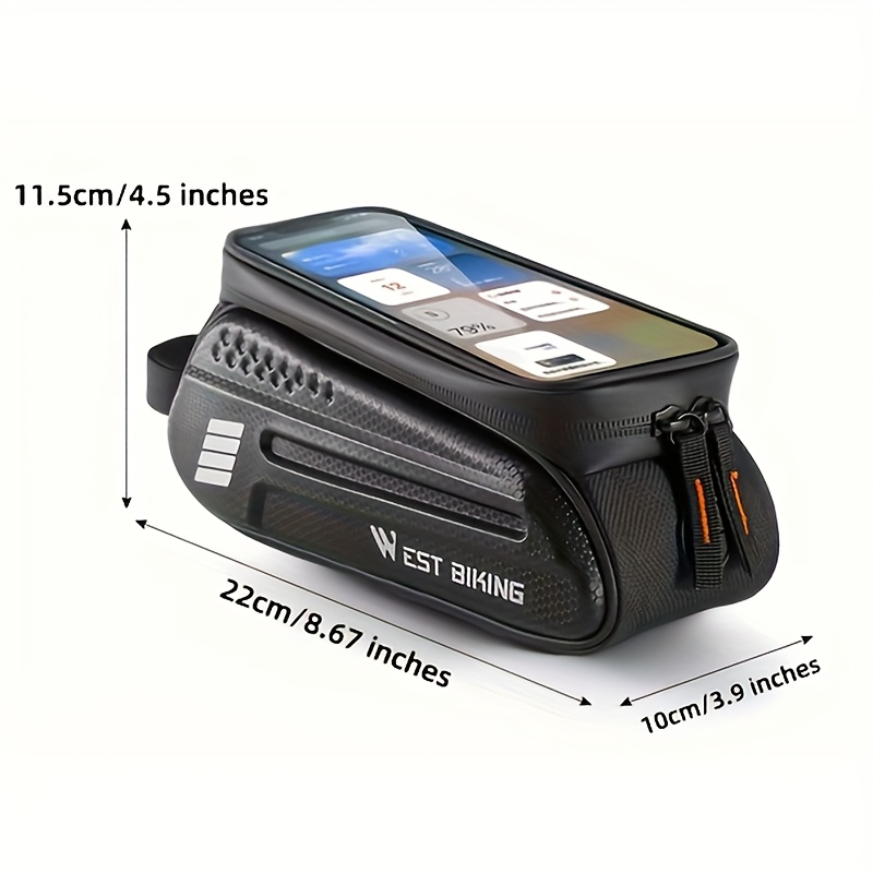 WEST BIKING Large Capacity Bicycle Top Tube Bag - Heavy-Duty Nylon & EVA Construction, Zippered Storage for 7-Inch Phones, 7-Inch Tablet, Tools - Compatible With Road, Mountain, Secure Zipper Closure