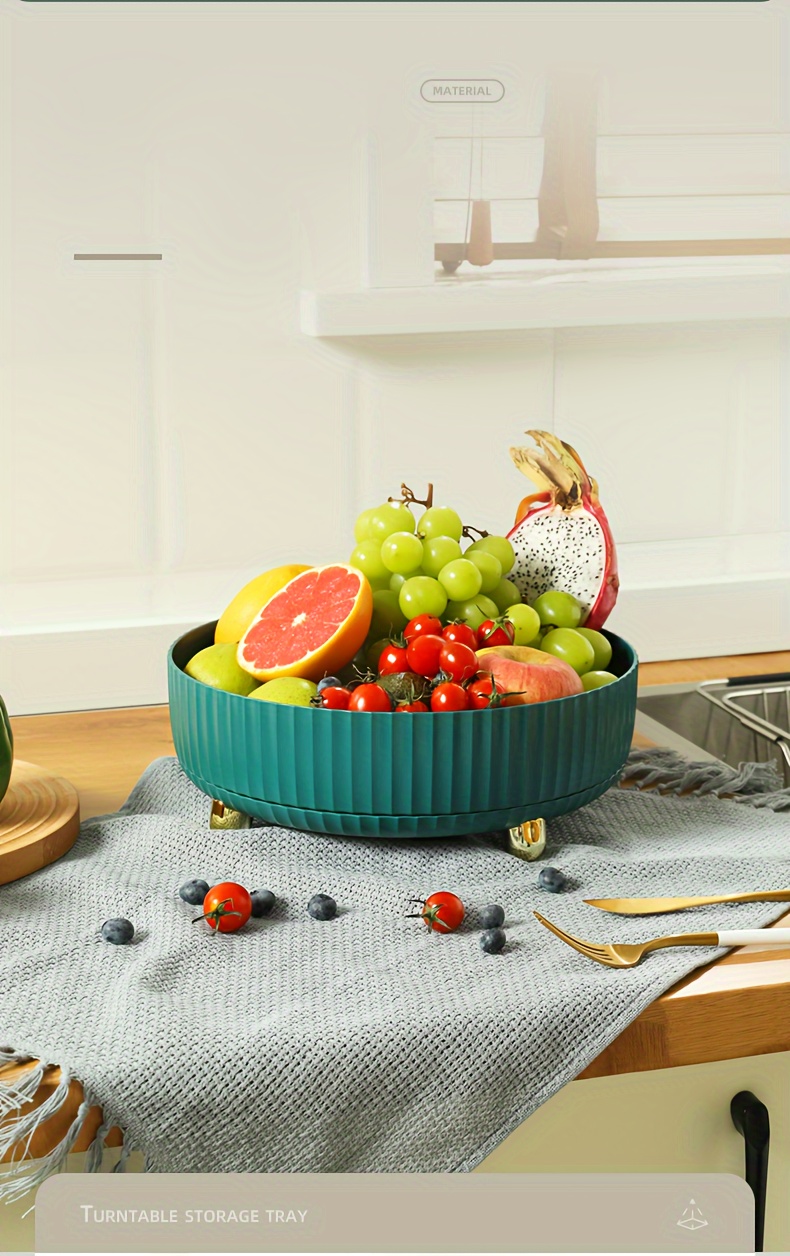 360 degree rotating kitchen countertop organizer plastic lazy susan turntable for seasoning fruit cosmetic storage non electric no wood material details 6