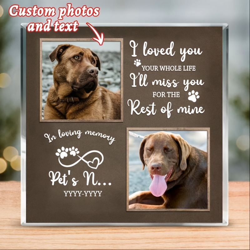TEMU [2d Flat] [2d Flat] Personalized Paw Print Memorial Plaque - Custom Pet Loss Keepsake With Photo And Name, Tribute For Or Cat, Clear Acrylic