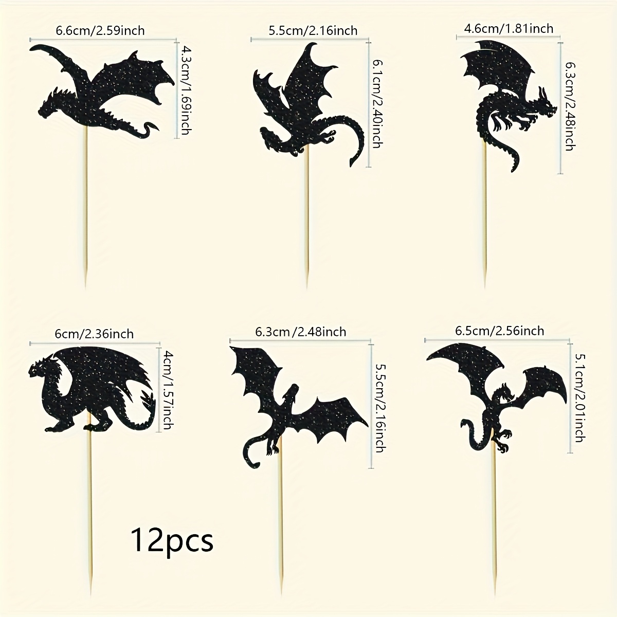 12 Sparkling Dragon-themed Cake Toppers For A Magical Birthday Party Featuring Black Dragon Decorations