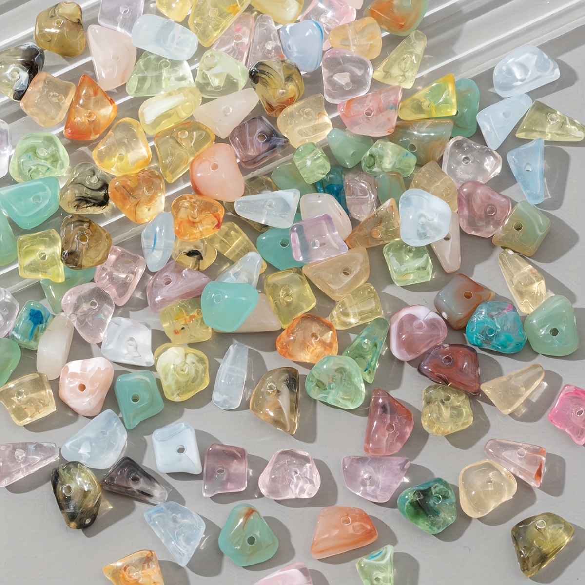 Image of 0.7oz Vibrant Acrylic Gemstone Beads - Mixed Colors & Shapes For , Crafts, And Bracelet Design - Perfect For Handmade Accessories And , Beads For Jewelry Making