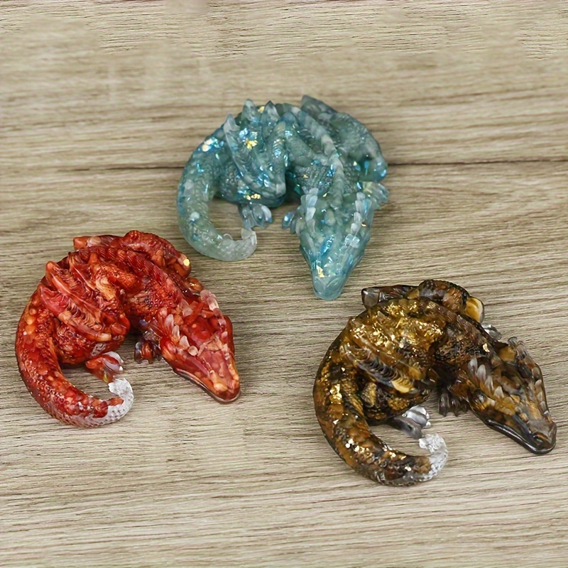 

1pc Natural Crystal, Asleep Dragon Shaped Crushed Stone, Home Decor, Holiday Gift