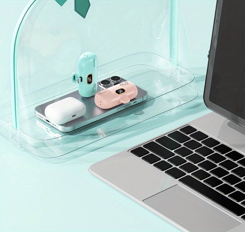 迷你便携充电宝5000毫安，带led电量显示，体积小巧容量大，22.5w超级快充，内置type-c接口，轻便易携，适用于三星/小米/ 等手机，应急备用电源, 旅行充电器,轻量化充电器,时尚移动电源,可靠的移动电源,usb-c 充电器,户外爱好者,科技爱好者 商品详情 10