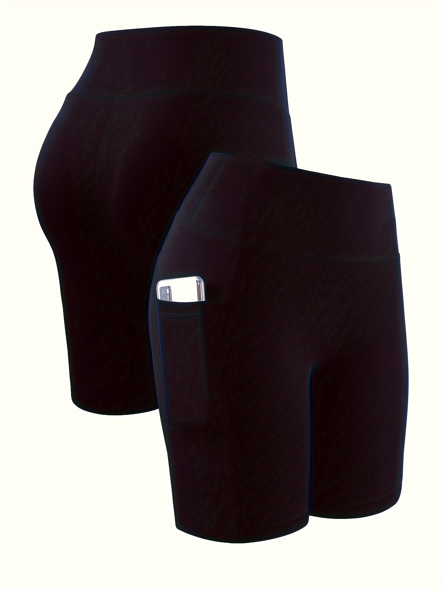 Big Size High Waist Crescent Pocket 5 Points Pants - Drainage Style