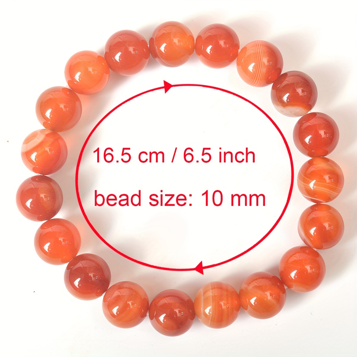 10mm Natural Agate Round Beads Elastic Bracelet