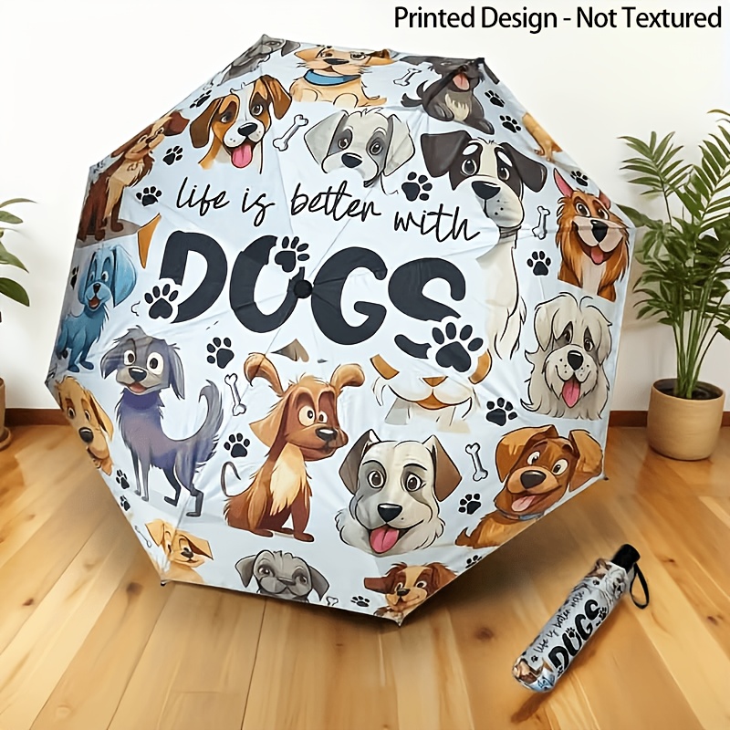 Printed Design - Not Textured, Cute Dog-patterned Folding Umbrella, Perfect For Outdoor Leisure And Travel, Ideal As A Birthday Or Holiday Gift, Or A Gift For Pet Lovers