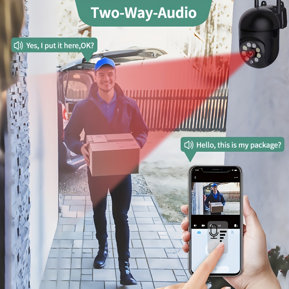 1080P Full HD Wireless Surveillance Camera, 360° Gimbal and Smart Tracking, Two-Way Calling, Infrared Night Vision and Auto Zoom, Wi-Fi Connection, Mobile APP Remote Control, Suitable for Home and Pet Security