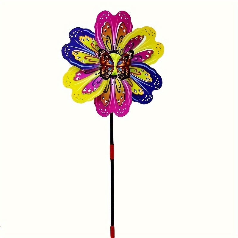 

Spring Butterfly 3d Wind Spinner - Colorful Plastic Windmill Toy For Party Decoration, No Electricity Or Batteries Required, Featherless - 20.86 Inch Outdoor Garden Decor