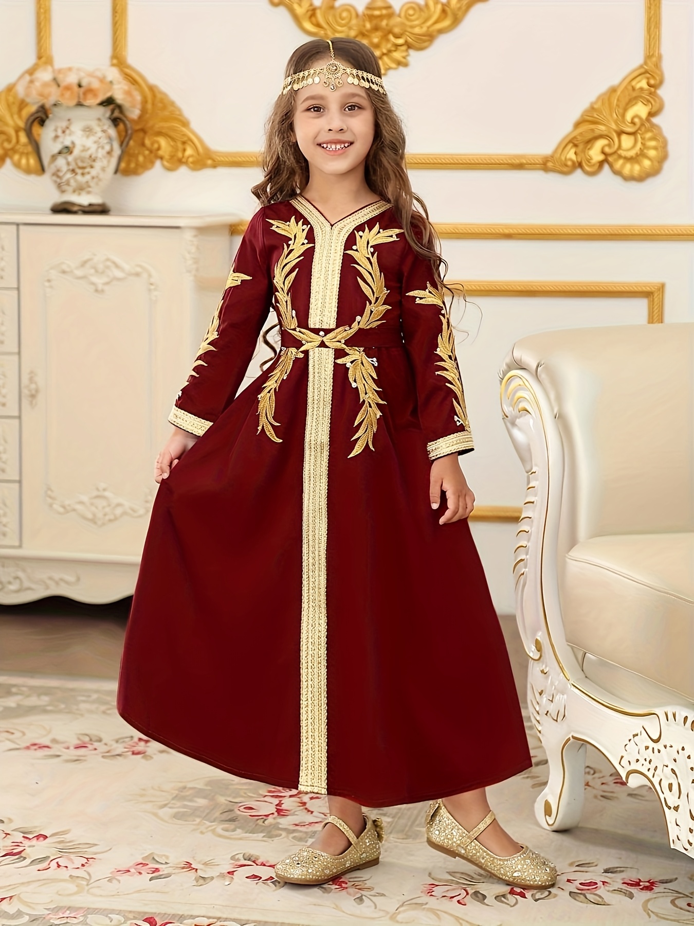 embroidered dress traditional Detachable Ribbon Long Quinceanera Dress – The Dress Outlet main image 1