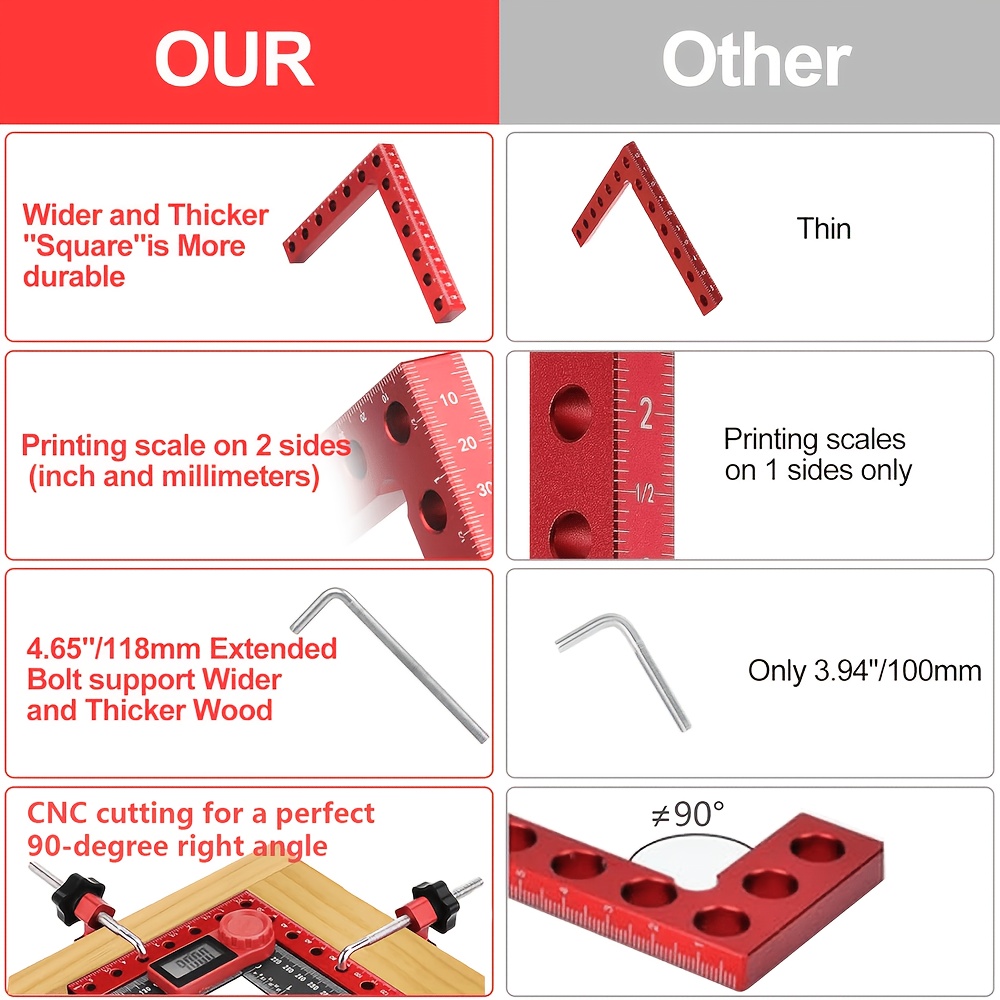 4 pack corner clamp for woodworking 90 degree corner clamp 5 5 x 5 5 aluminum alloy right angle woodworking tools positioning squares for picture frame box cabinets drawers