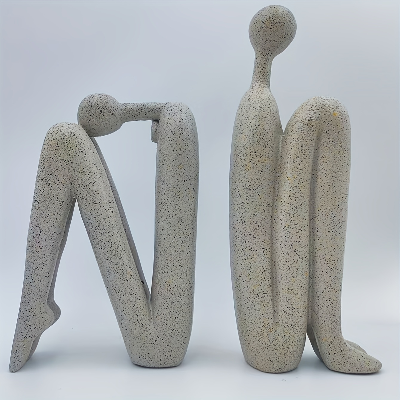 TEMU 2pcs Set Modern Resin Bookshelf Figurines, Decorative Bookends Sculptures, Elegant Seated Figure Design Ornaments, Suitable For Bookshelves,