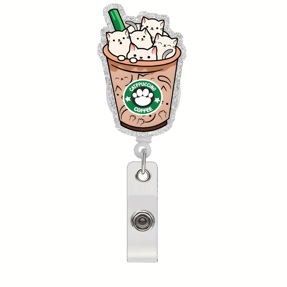 

Funny Cappuccino Retractable Badge Holder With Heavy Duty Clip - Acrylic Id Reel For Hospital, Office Staff & More