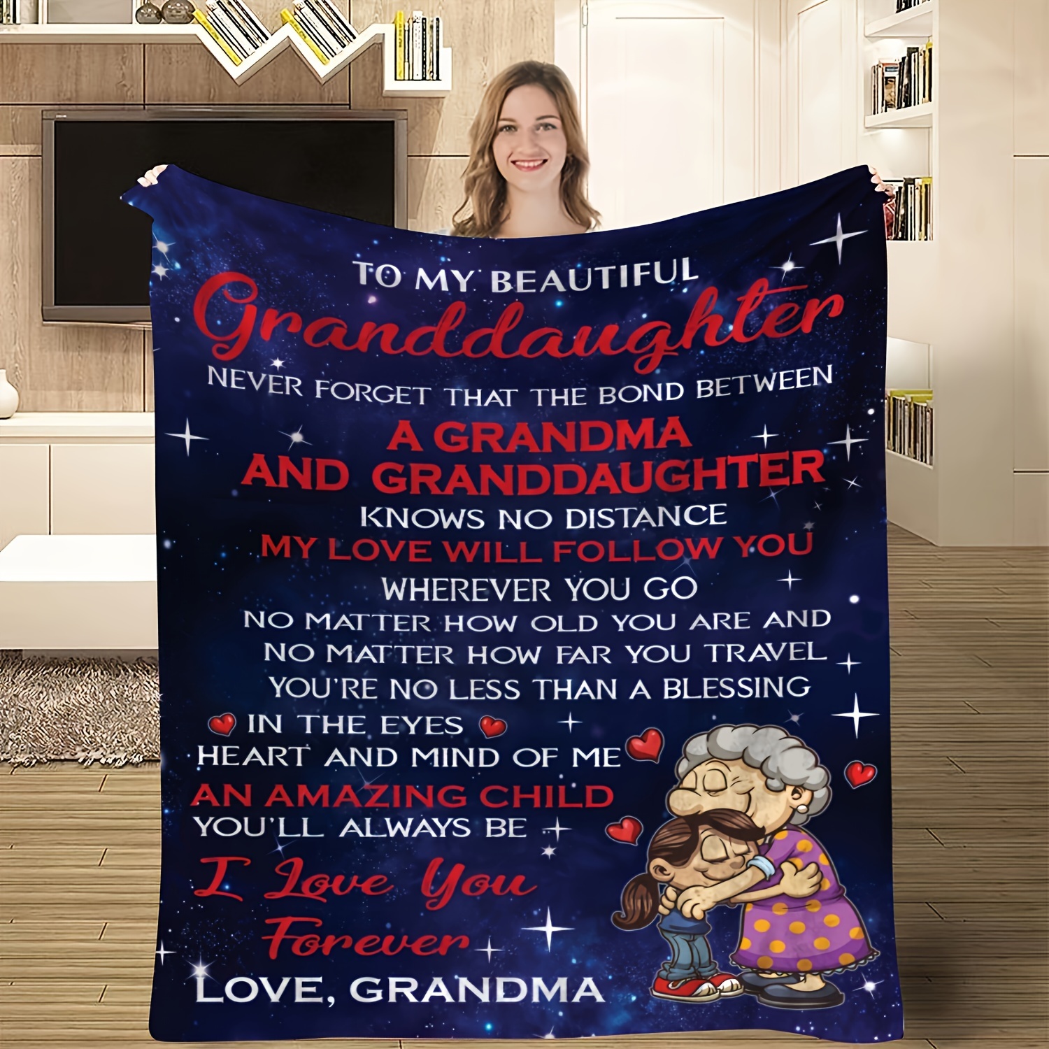 

Grandma's Gift For Granddaughter Blanket Holiday Birthday Gift Blanket Soft Flannel Sofa Blanket Tv Blanket 1