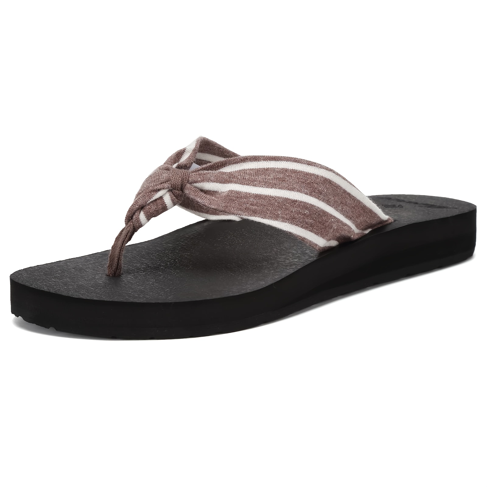 womens lightweight flip flops comfortable non slip eva sole flat heel striped pattern indoor outdoor beach slippers for summer casual slip   summer sandals casual flip flops eva sole slippers strappy sandals Product details 6