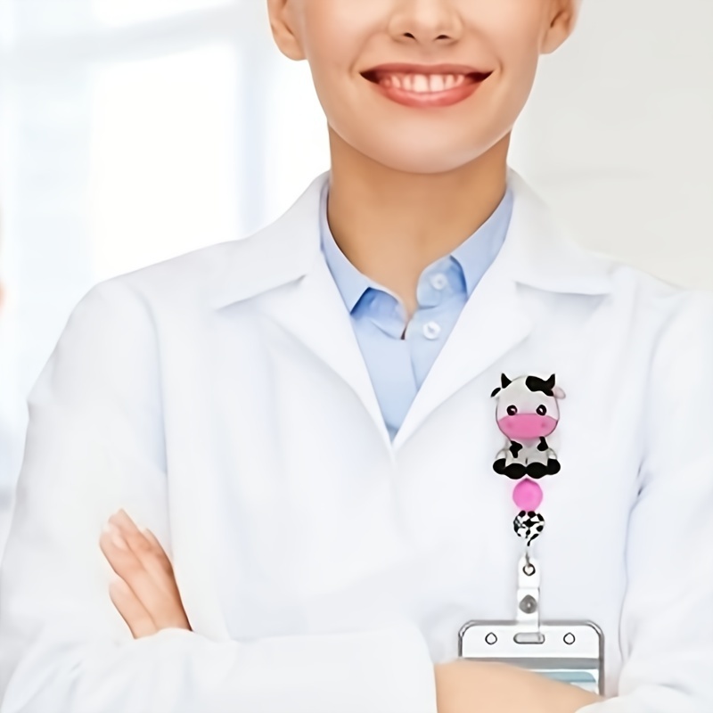 Funny Badge Reel Retractable Nurses Cute Cow Id Badge Holder - Temu
