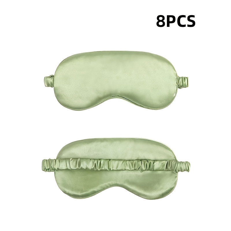 TEMU 8pcs Sage Green Satin Sleep Eye Mask, Light Blocking Blindfold For , Portable Comfortable Eye Cover For Travel &