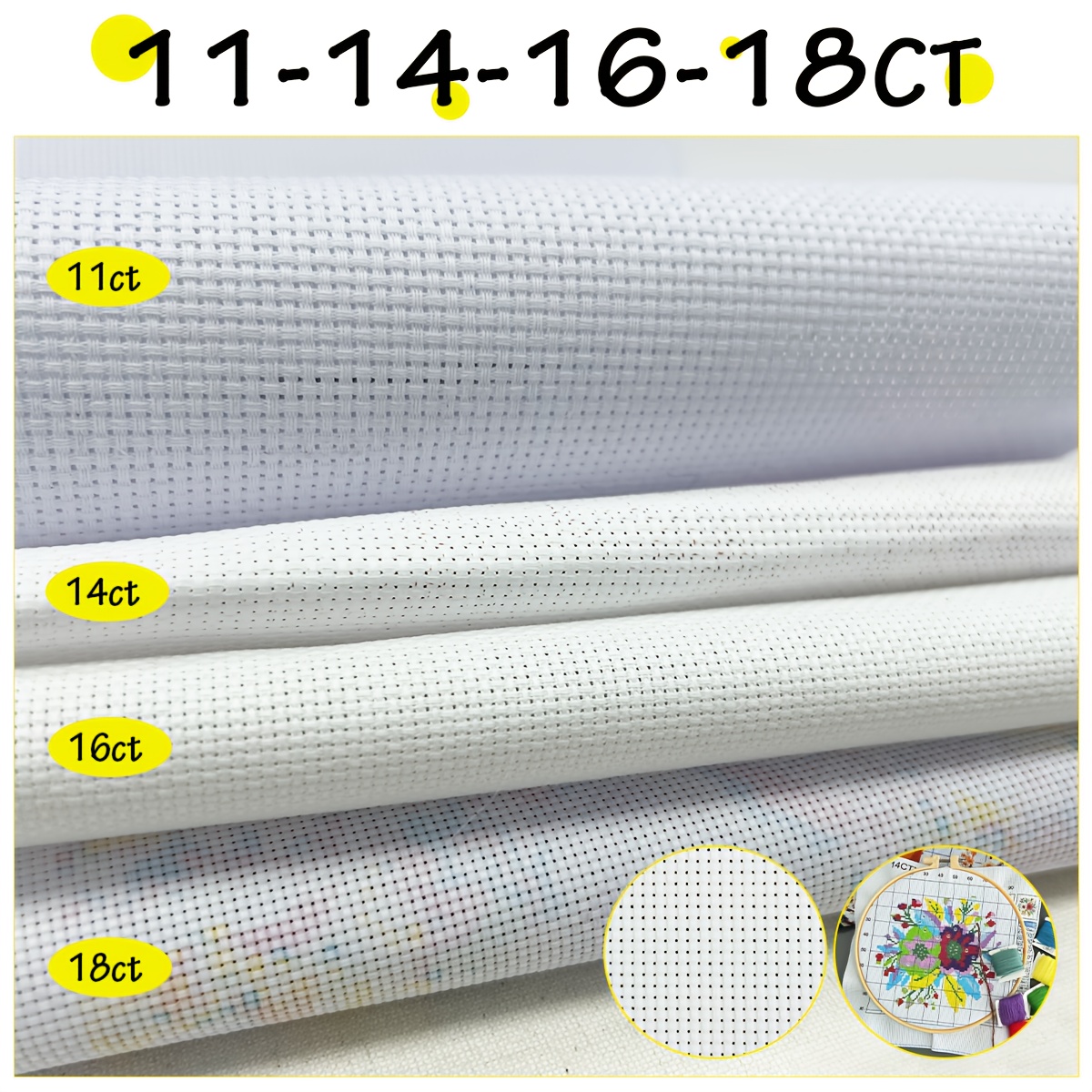 Large-Sized White Cross-Stitch Fabric Made of Polyester