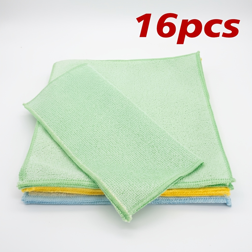 TEMU 8/16/32-pack Random Color Microfiber Cleaning Cloths - Reusable, Nonwoven, Super Absorbent, Non-scratch Wipes For Dusting, Polishing, And Wiping