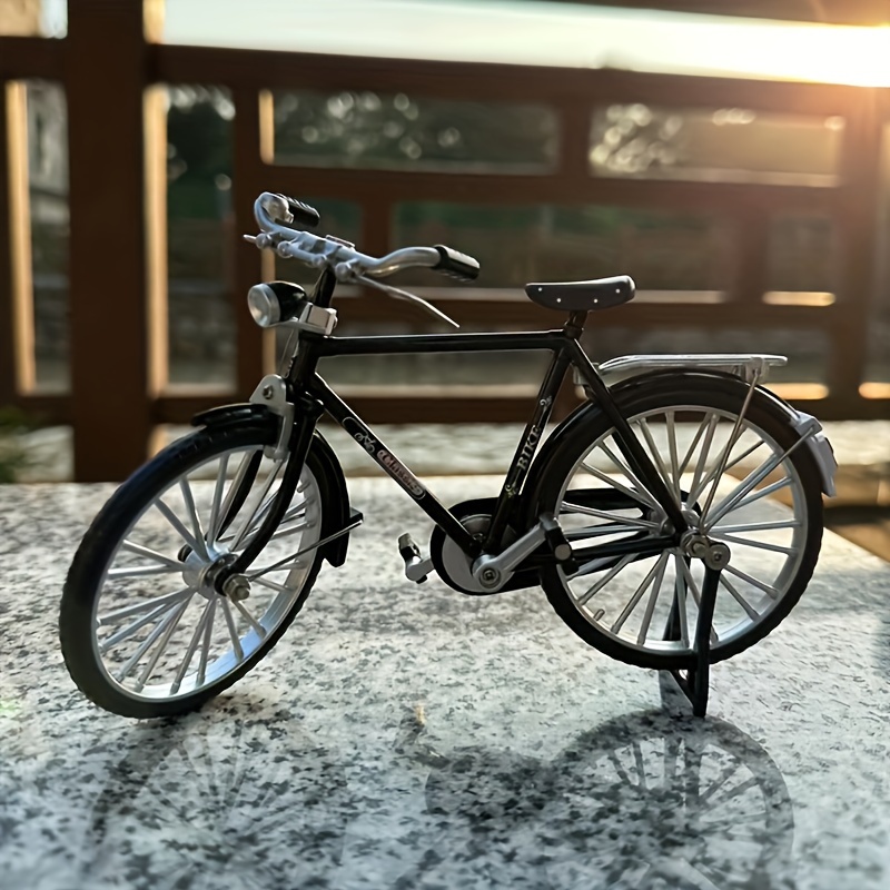 Modelo De Bicicleta Tándem 1:10 De Metal Y Caucho | Desmontable, Decoración De Escritorio Y Regalo, 27.3 Cm