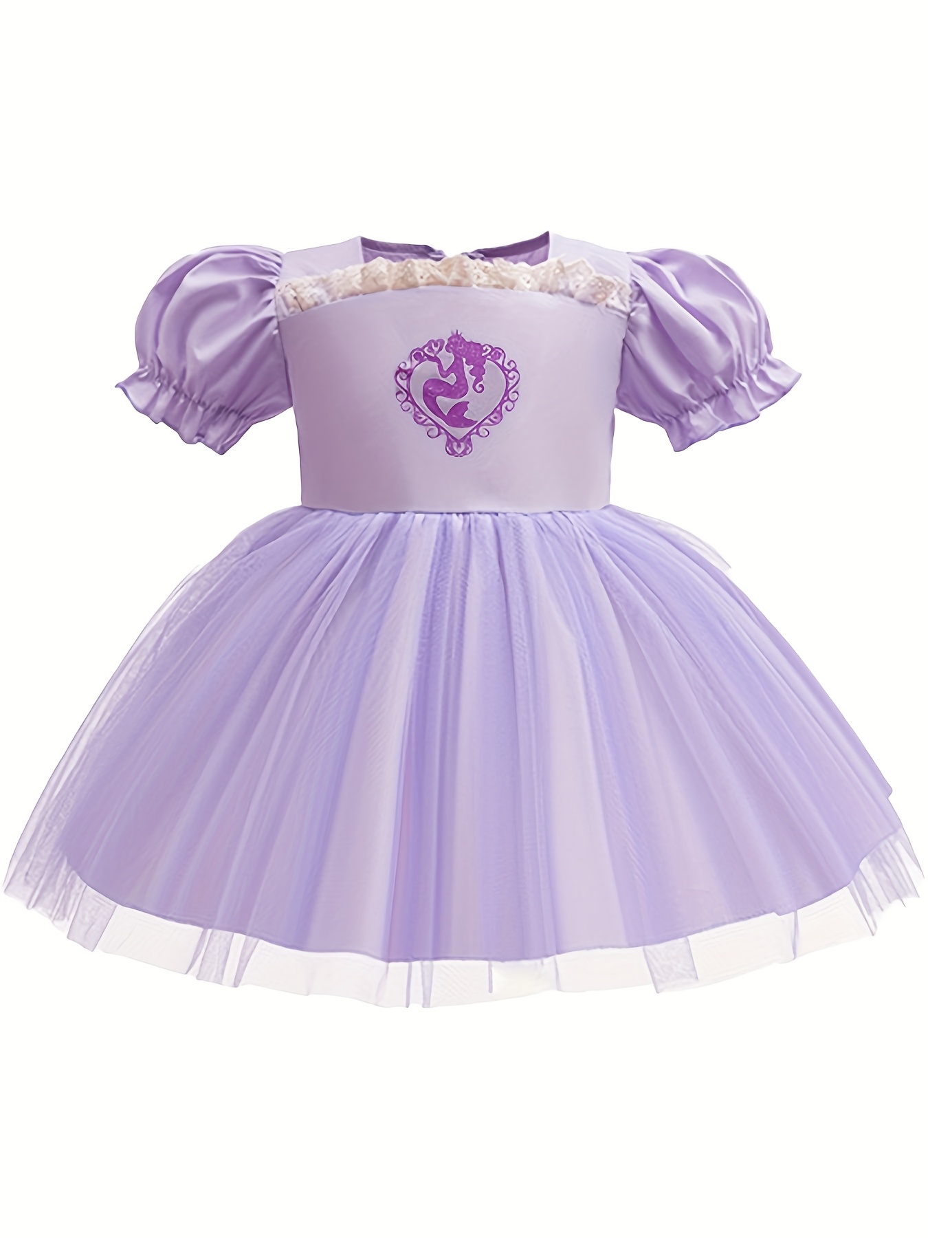 3pcs Baby Mermaid Set: A Romper Dress with Puffed Sleeves And a  Lace-Trimmed Neckline, Featuring a Printed Mermaid Silhouette * Ornate  Frame, Accompanied by an Elastic Bow-Style Headband And a ...