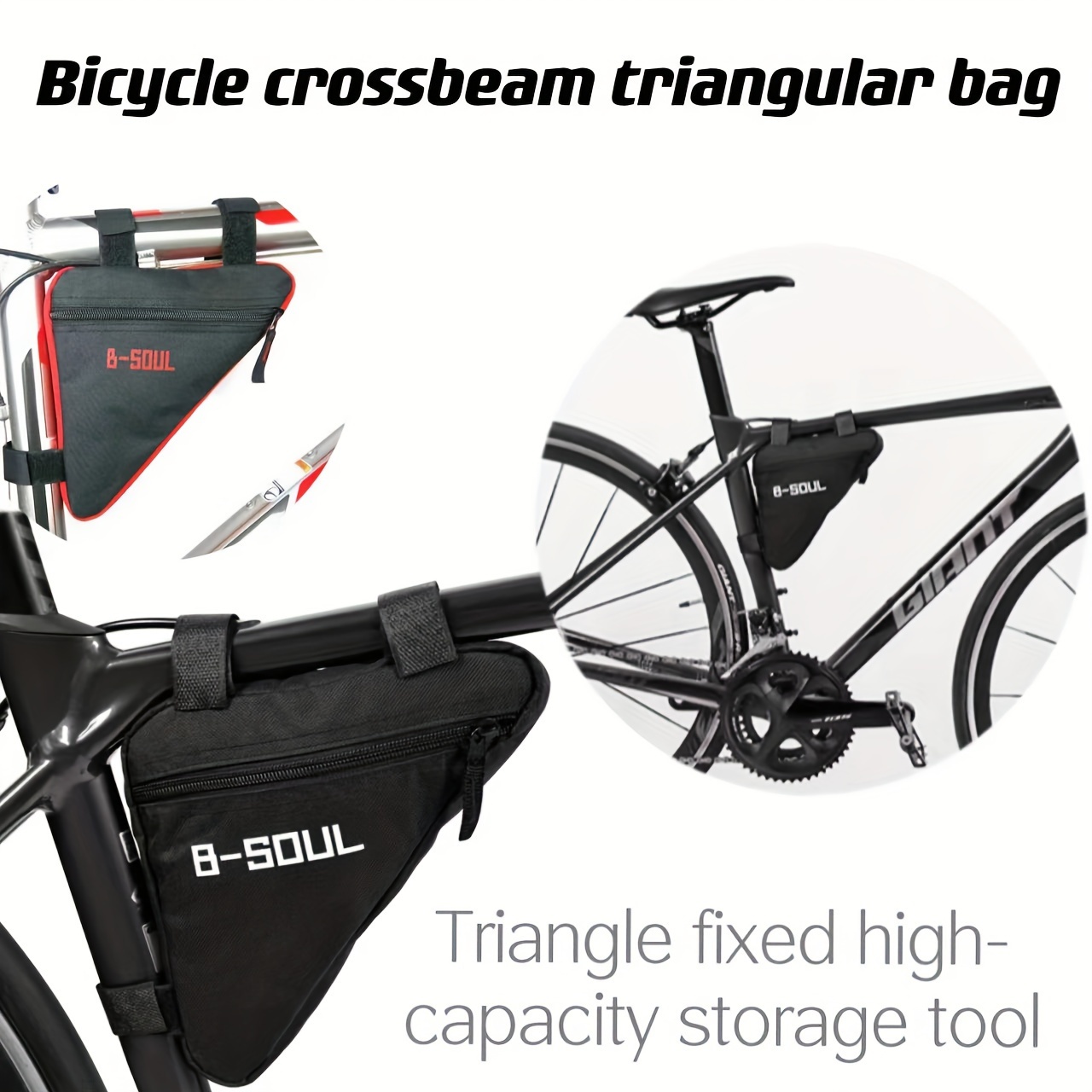 

1pc B-soul High-capacity Bicycle Frame Triangle Bag, Quick-release Crossbeam Pouch For Mountain Bikes, Cycling Gear Accessory, Durable Storage Tool
