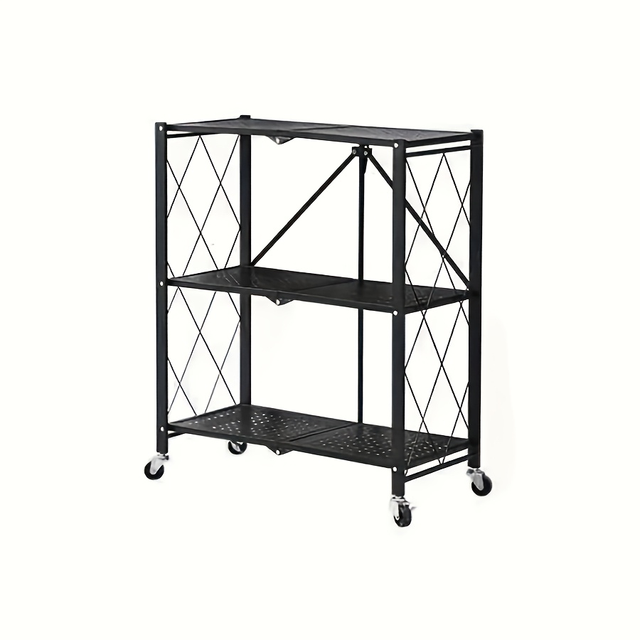 TEMU Wheeled Folding Bookshelves With 3, 4, Or 5 Layers For Organizing And Storing At Home, Requiring No Tools For Assembly. Ideal For Saving Space ,