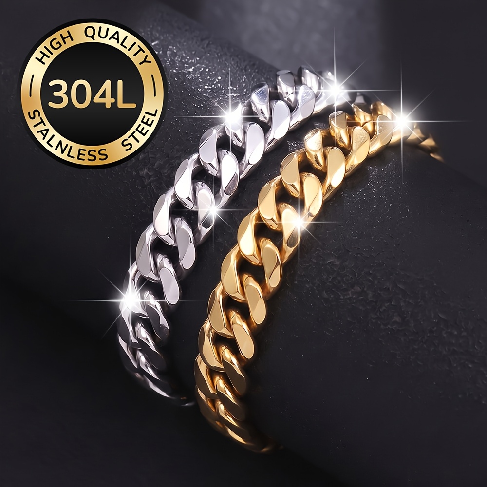 TEMU 2pcs High-quality Men's Bracelet Set, 18k Gold Plated Golden-plated, Waterproof And , Suitable For Men's Jewelry Sets, Fashionable Accessories,