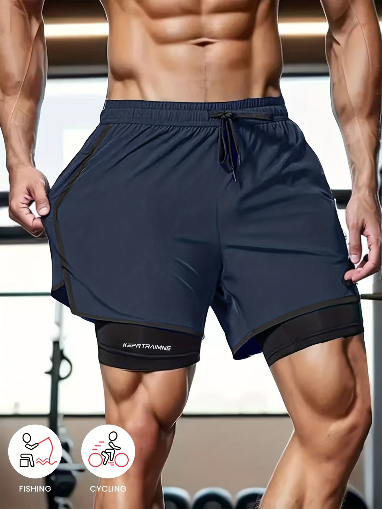 1  in 1 look quick dry shorts mens summer basketball outdoor running training knee length pants anti see through   athletic shorts cycling shorts