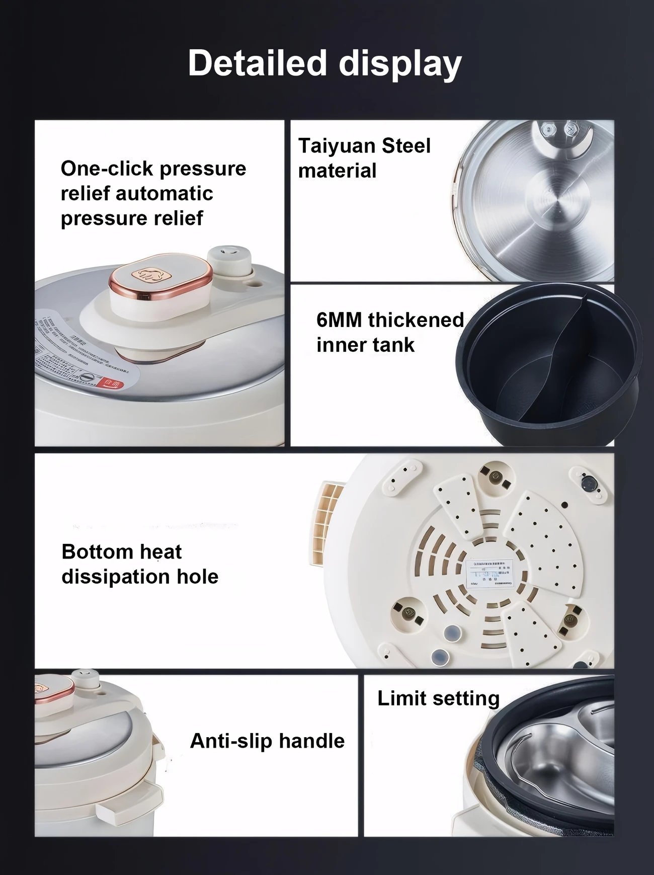 electric pressure cooker household duck double bladder pressure cooker 4 5 liter multifunctional rice cooker automatic intelligent hot pot cooking rice and soup steaming all in one details 5