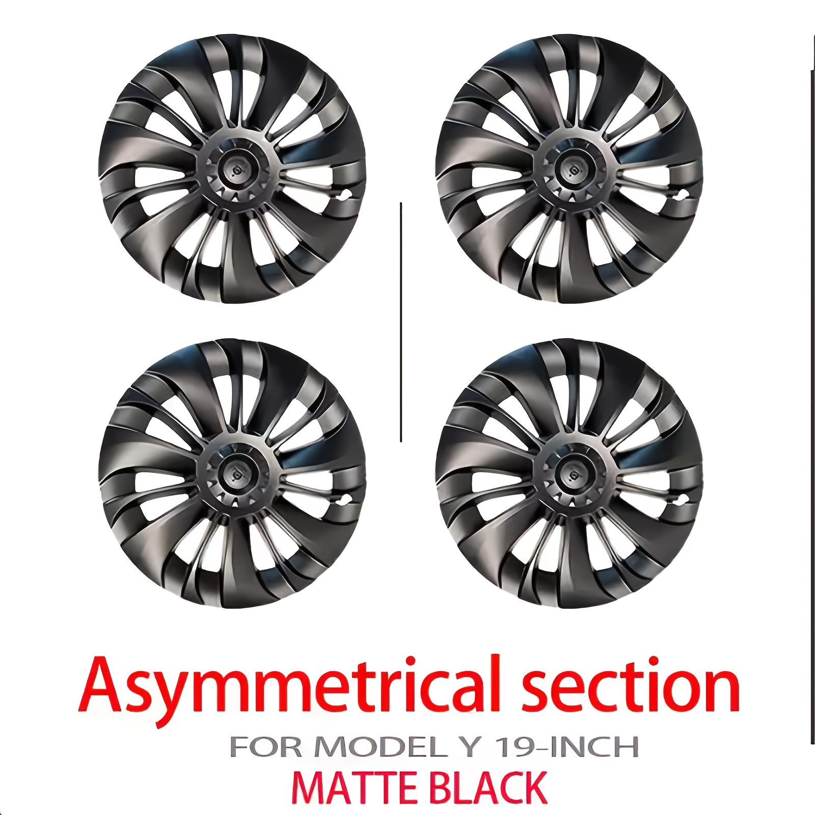Image of 2020-2024 For For 19-inch Wheel Covers, 4pcs Set, Cyclone Asymmetrical Aerodynamic Wheel Protectors, Scratch-resistant, Stable Fit, Wheel Refresh, Full Coverage Wheel Cap Replacement Kit