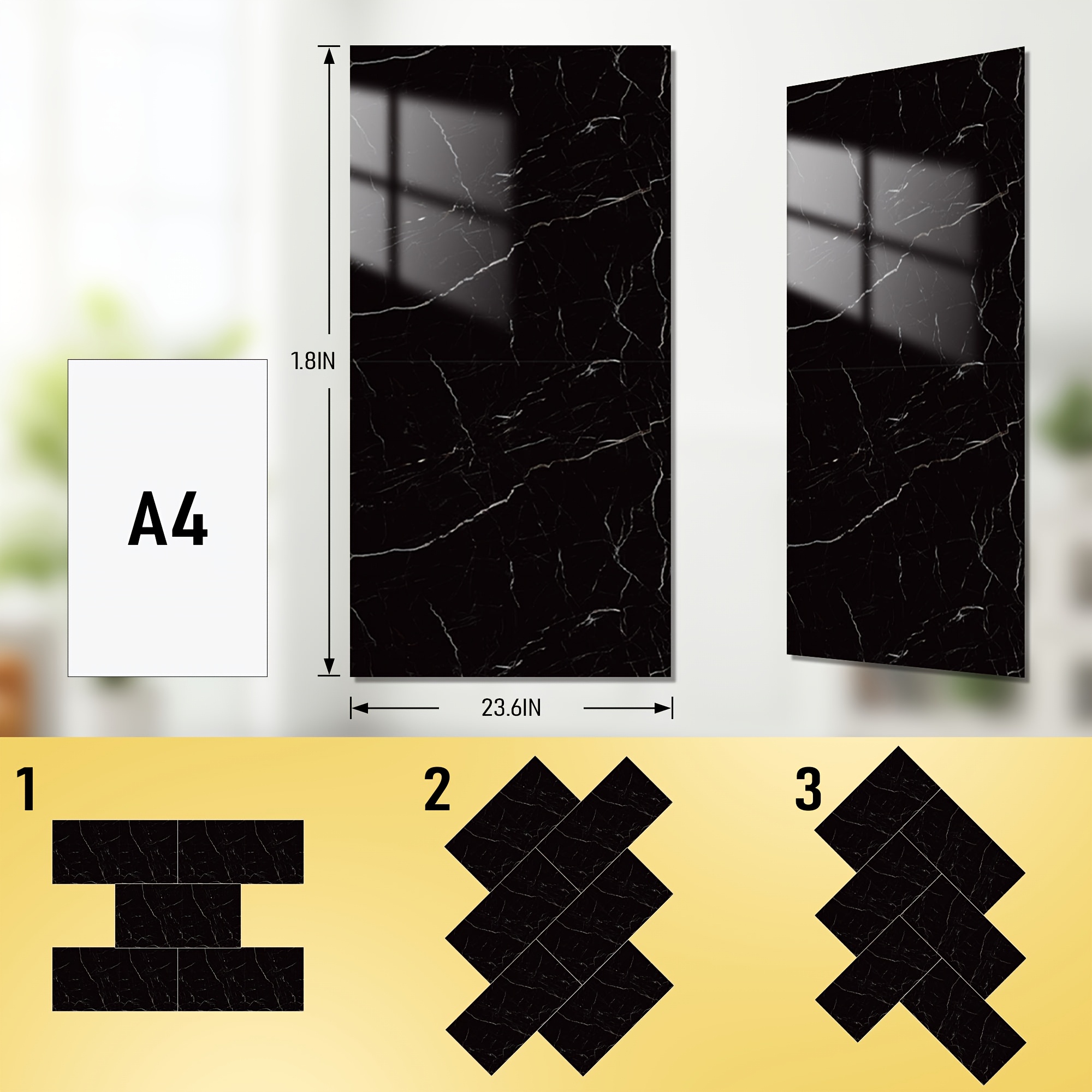 Image of 20/40/60/100pcs Marble Effect Self-adhesive Wall Tiles, Vinyl Foam Wall Stickers, Easy To Clean And Cut, Wall Stickers Durable, For Bathroom, Living Room, Kitchen, Bedroom Renovation, .