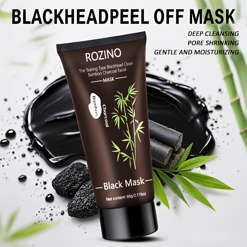 ROZINO Deep Cleansing Charcoal Mask - The Tearing Type - Blackhead Clean - Powerful Tear-Off Design - Special Mask For Nose Blackheads & Face - Gentle for Men & Women - Refreshing & Non-Irritating - All Light Beige Types - Blackhead Remover - Skincare Routine