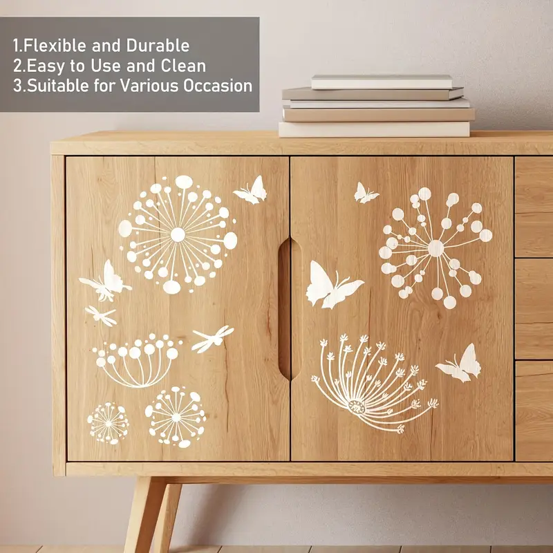 Stencil Fiori Per Pittura Su Legno - 9 Modelli Riutilizzabili Per Decorazioni - Foto 3