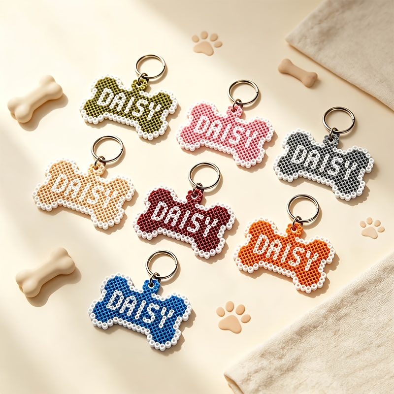 Pixel Bead Bone-Shaped Customizable Pet Anti-Lost Tag