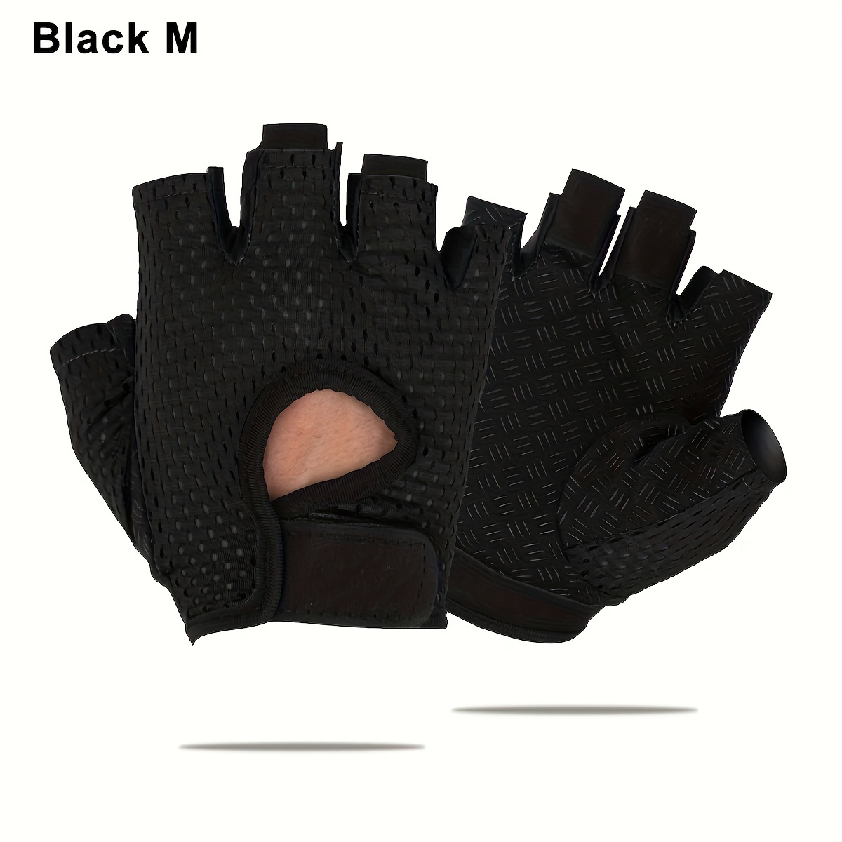 TEMU 1 Paire de Gants d'Entraînement Demi-Doigts en Polyester Respirant et Antidérapant, Léger, avec Fermeture, Idéal pour le Fitness, le Vélo, la