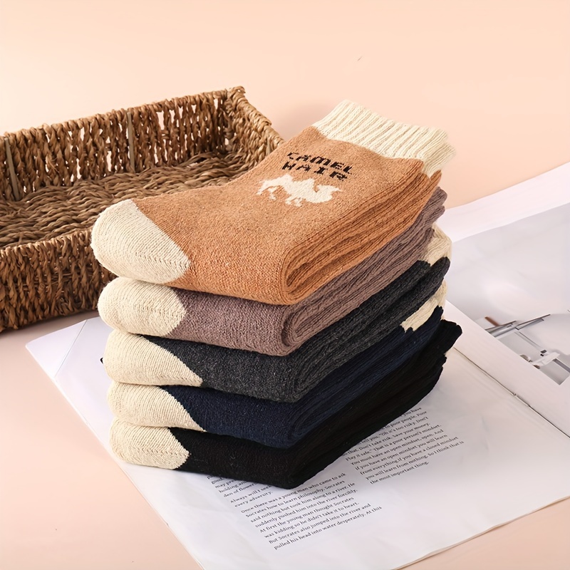 Image of Autumn And Winter Thickened Camel Velvet Socks Men' Color Casual Terry Socks Mid-tube Socks Velvet Women's Warm Socks