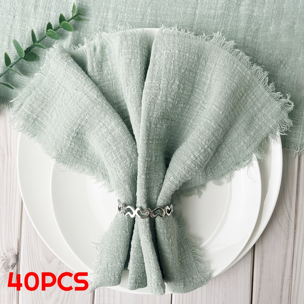 Image of 40-pack 32x32cm Gauze Cotton Cloth Napkin Tea Towel Wedding Party Christmas Table Decor Retro Burrs Napkins