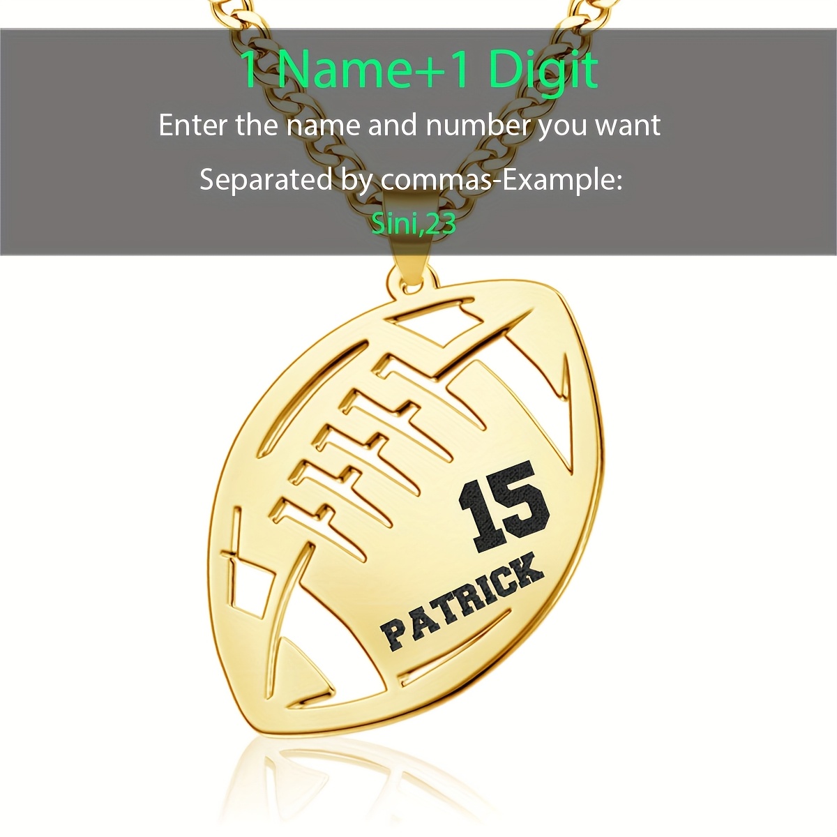 TEMU Custom Engraved Football Number Necklace, 18k Gold Plated, Customizable English Name And Number, Personalized Pendant, Perfect Gift For Him/her,