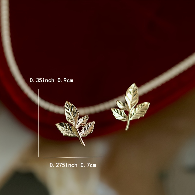 Women's S925 Silvery Mini Maple Leaf Earrings, Hypoallergenic
