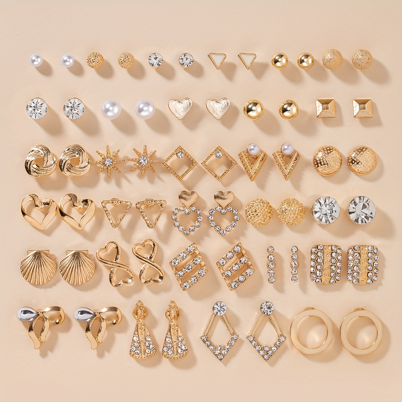 E-shop Ein Set aus 60 modischen und einfachen, herzförmigen, niedlichen, kleinen Muschel-Schleifen, geometrischen, kreisförmigen, großen Sets,