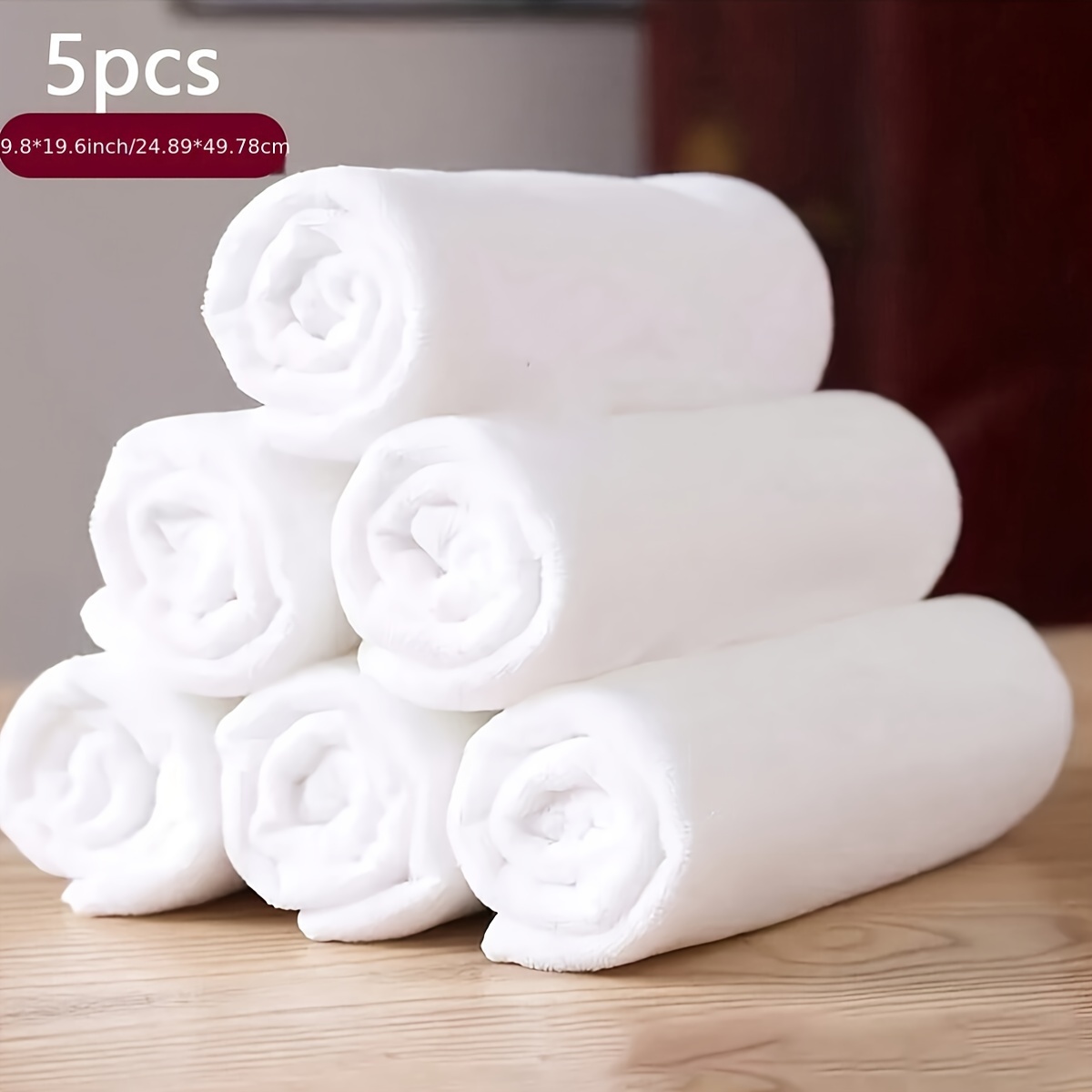 

5pcs Ultra Absorbent Disposable White Towels - Soft Microfiber, Lightweight & Hotels And Travel