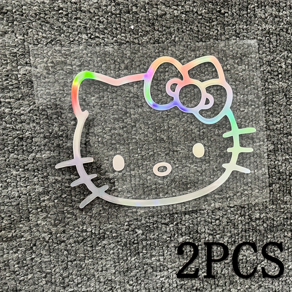 2pcs Cute Hello Kitty Car Stickers, Rearview Mirror Stickers For Cars, Reflective Window Stickers For Laptops And Tablets