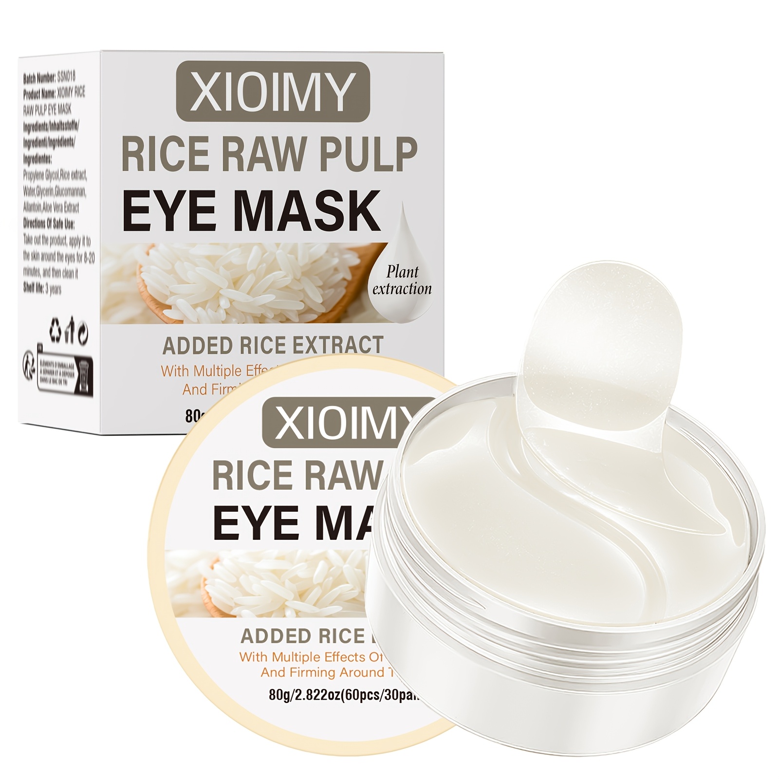 Image of 60pcs Rice Eye Mask, Firming And Delicate Skin Around , Moisturizing, Bidding Farewell To And Dullness, Eye Care, Eye Care, Rice Eye Mask, Moisturizing Eye Mask, Eye Mask