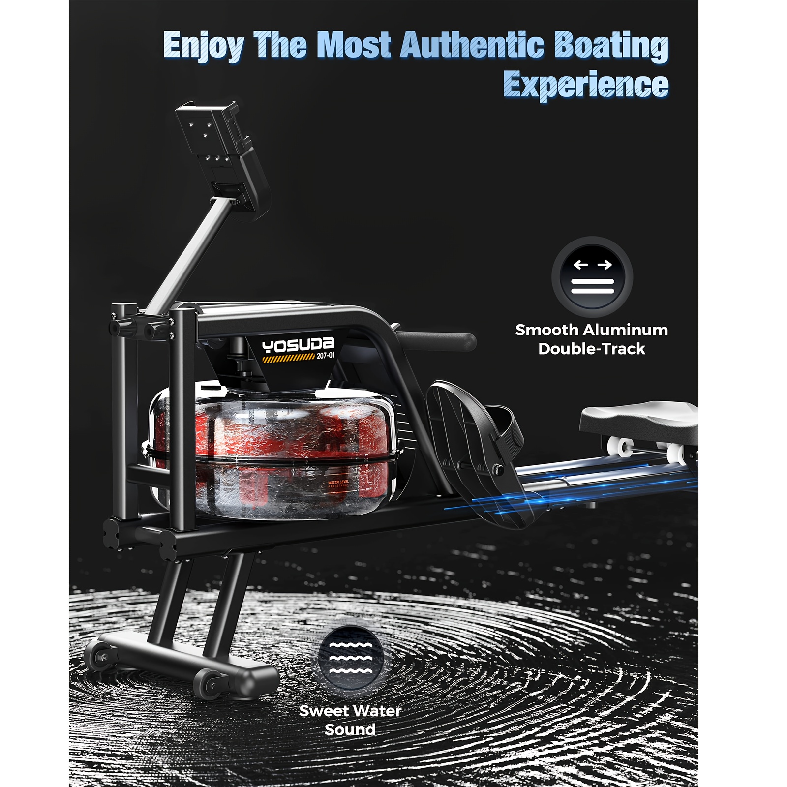 [Magnetic Rowing Machine] SRIFY Heavy-Duty Full-Body Magnetic Rowing Machine - Silent Glide Technology, Comfortable Padding, Foldable Frame - 350LBS Weight Capacity For Home Gym Workouts, Compact Design, Full-Body Training, No Battery