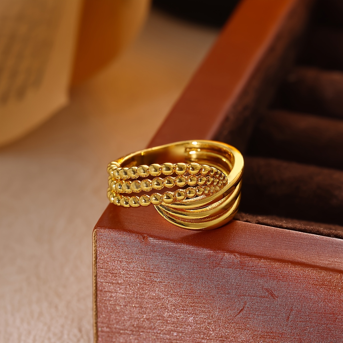 Women's Multi-Layered Interwoven Punk Style Wide-Faced Ring
