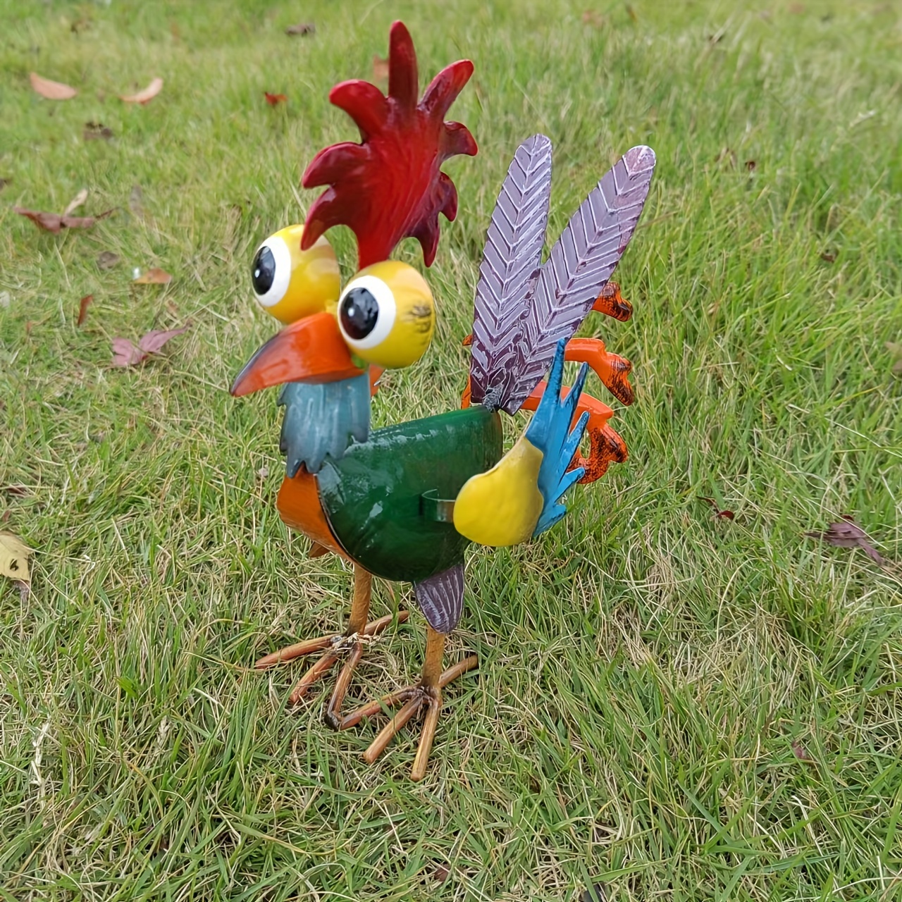 

1pc Colorful Metal Rooster Statue, Rustic Iron Garden Cock Sculpture, Outdoor Decorative Figurine, Farmhouse Style Thanksgiving Decor, 6.3x8.26 Inches