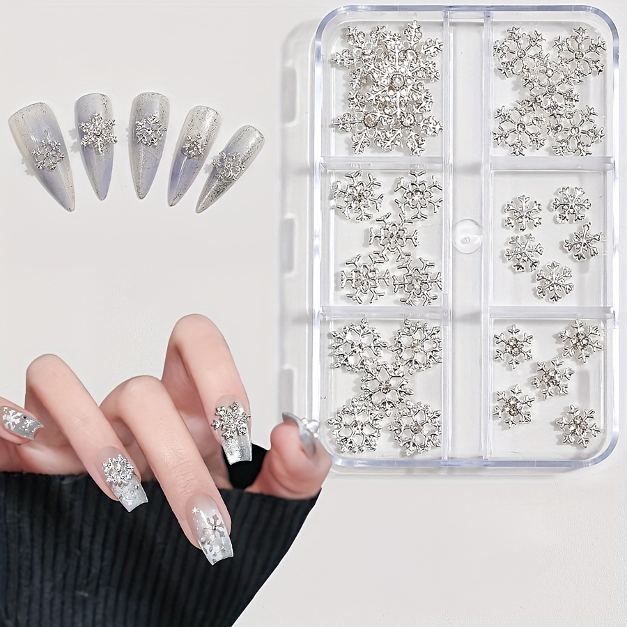 

30-piece Set, Christmas Alloy Rhinestone Snowflakes, Fashion 3d Nail Art Decor, Diy Nail Design Accessories, Nail Decoration Kit For Beauty And Personal Care, Foot, Hand, And Nail Care Products